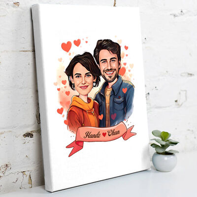 Çiftlere Özel Efsane Aşkımız Karikatürlü Kanvas - 1