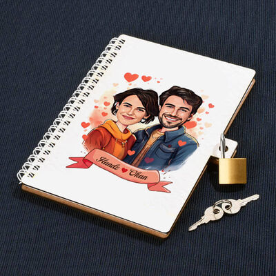 Çiftlere Özel Efsane Aşkımız Karikatürlü Kilitli Defter - 1