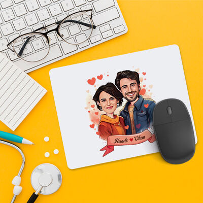 Çiftlere Özel Efsane Aşkımız Karikatürlü Mousepad - 1
