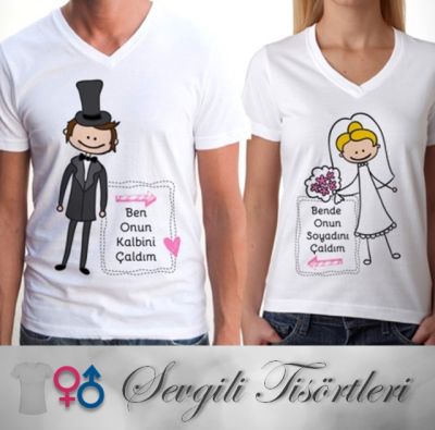 Çiftlere Özel Gelin Damat Sevgili Tişörtü - 1