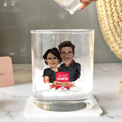 Çiftlere Özel Karikatürlü Viski Kadehi - 2
