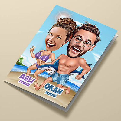 Çılgın Tatil Aşıkları Karikatürlü Tebrik Kartı - 1