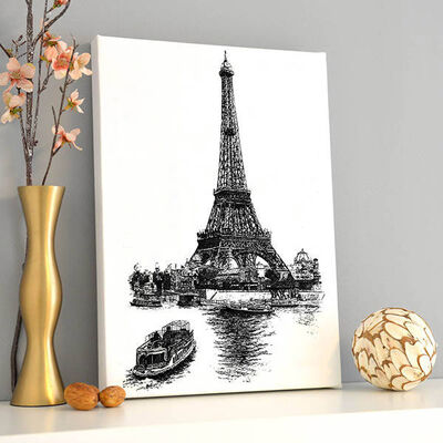 Çizim Eiffel Kulesi Sanatsal Kanvas Tablo - 1