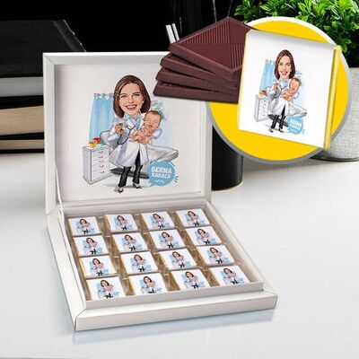 Çocuk Doktoru Karikatürlü Çikolata Kutusu - 1