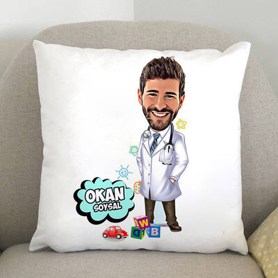 Çocuk Doktoru Karikatürlü Yastık - 1
