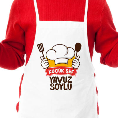 Çocuklara Hediye İsimli Şapkalı Mutfak Önlüğü - 3