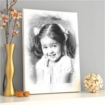 Çocuklara Özel Karakalem Kanvas Tablo - 1