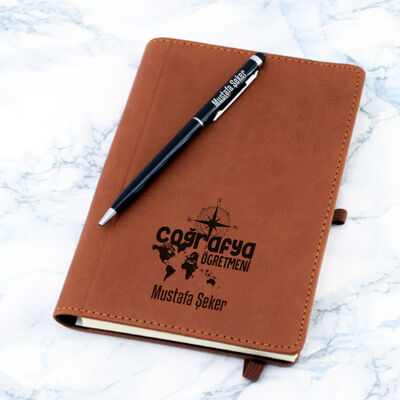 Coğrafya Öğretmenine Hediye Defter ve Kalem Seti - 1