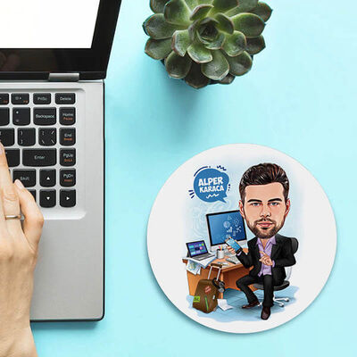 Çok Çalışan Erkek Karikatürlü Mousepad - 1
