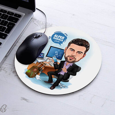 Çok Çalışan Erkek Karikatürlü Mousepad - 2