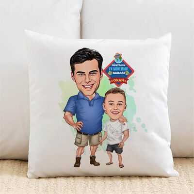 Cool Baba ve Oğlu Karikatürlü Yastık - 1