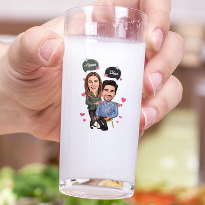 Daima Seni Seveceğim Karikatürlü İkili Rakı Bardağı Seti - 3