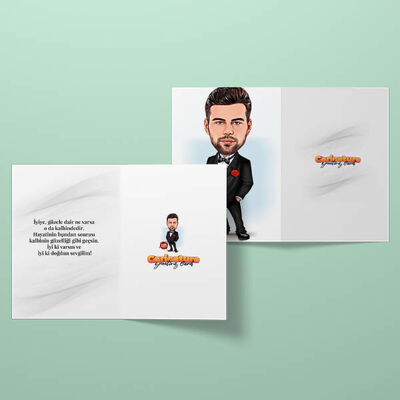 Damat Karikatürlü Tebrik Kartı - 2