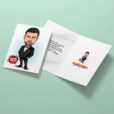 Damat Karikatürlü Tebrik Kartı - 3