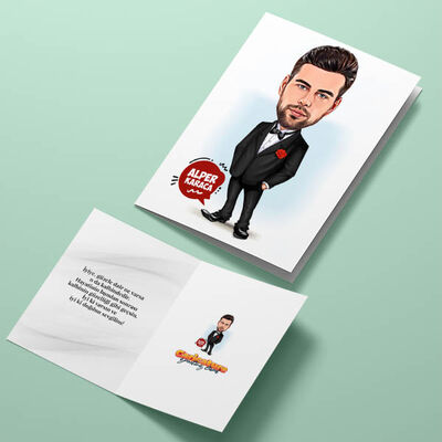 Damat Karikatürlü Tebrik Kartı - 4