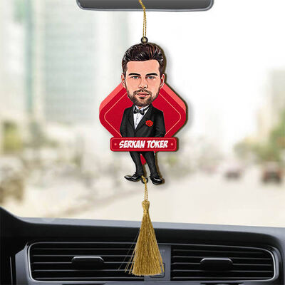 Damat Kostümlü Erkek Karikatürlü Araba Süsü - 1