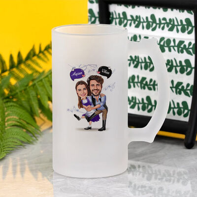 Dans Eden Aşıklar Karikatürlü Bira Bardağı - 2