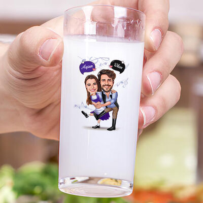 Dans Eden Çift Karikatürlü İkili Rakı Bardağı Seti - 3
