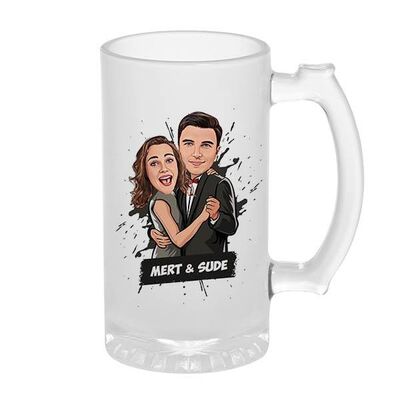Dans Eden Çiftler Karikatürlü Bira Bardağı - 1