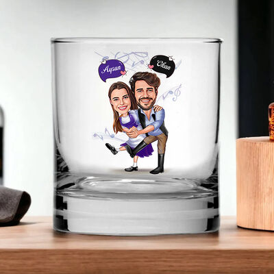Dans Eden Çiftler Karikatürlü Viski Kadehi - 3