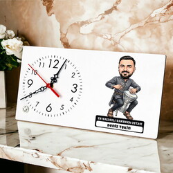 Darbuka Ustası Müzisyen Erkek Karikatürlü Masa Saati