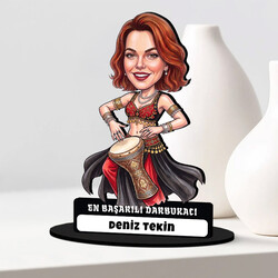 Darbukacı Kadın Karikatürlü Biblo