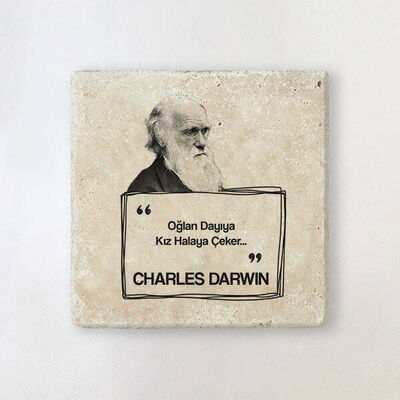 Darwin Esprili Taş Bardak Altlığı - 1