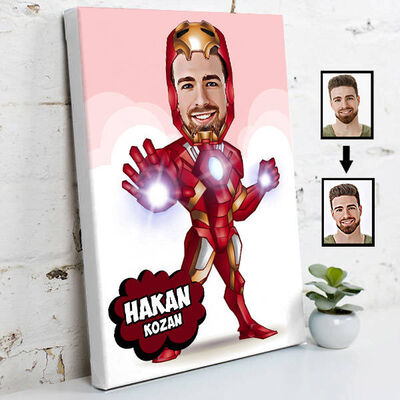 Demir Adam Karikatürlü Kanvas Tablo - 1