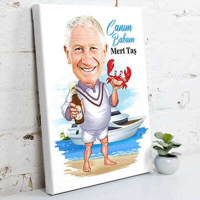 Deniz Aşığı Babam Karikatürlü Kanvas Tablo - 1
