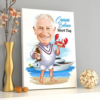 Deniz Aşığı Babam Karikatürlü Kanvas Tablo - 2