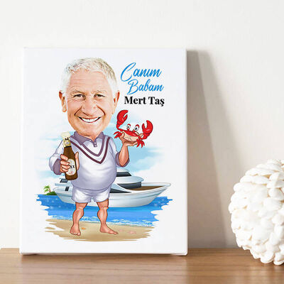 Deniz Aşığı Babam Karikatürlü Kanvas Tablo - 3