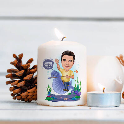 Deniz Atındaki Erkek Karikatürlü Mum - 1