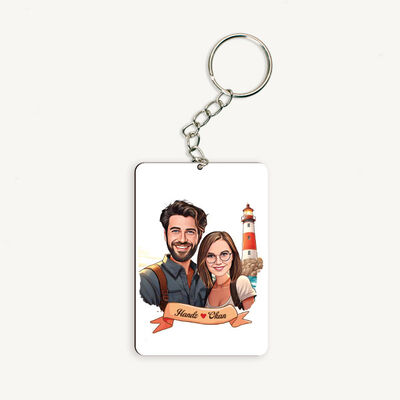 Deniz Feneri ve Aşkımız Karikatürlü Anahtarlık - 2