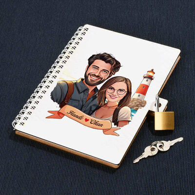 Deniz Feneri ve Aşkımız Karikatürlü Kilitli Defter - 1
