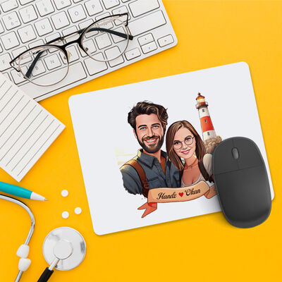 Deniz Feneri ve Aşkımız Karikatürlü Mousepad - 1