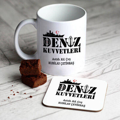 Deniz Kuvvetlerine Hediye Kupa ve Bardak Altlığı - 1