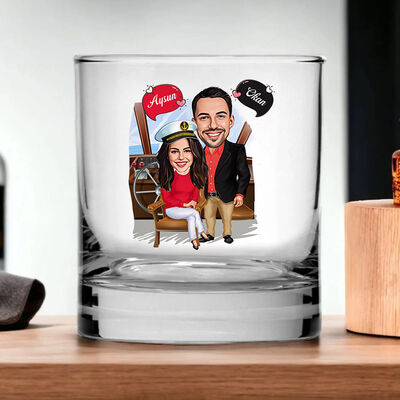 Deniz Sever Çiftler Karikatürlü Viski Kadehi - 3