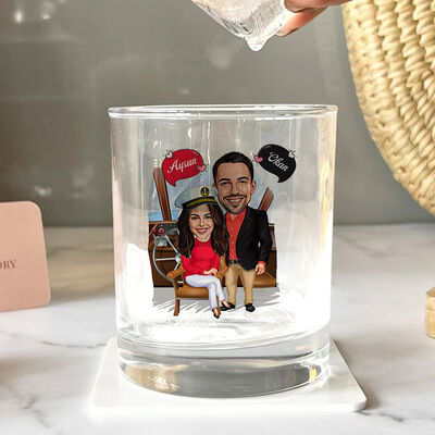 Deniz Sever Çiftler Karikatürlü Viski Kadehi - 2