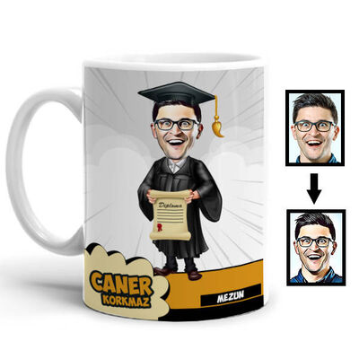 Diplomalı Öğrenci Karikatürlü Kupa Bardak - 1