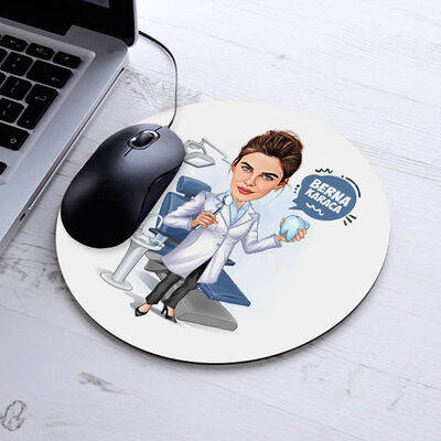 Diş Hekimi Kadın Karikatürlü Mousepad - 1