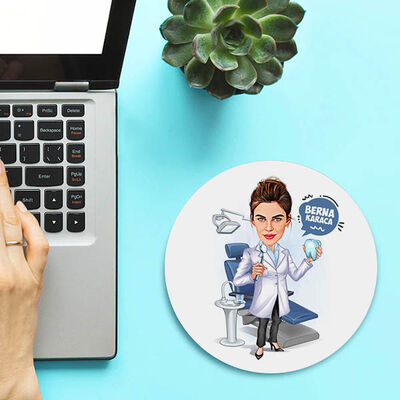 Diş Hekimi Kadın Karikatürlü Mousepad - 2