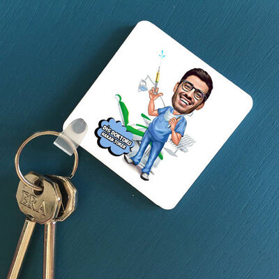 Diş Hekimi Karikatürlü Anahtarlık - 1