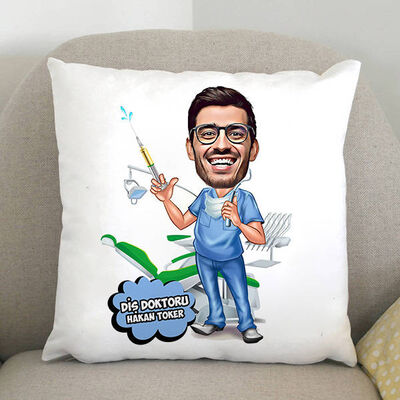 Diş Hekimi Karikatürlü Yastık - 1