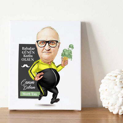 Diyet Yapan Babam Karikatürlü Kanvas Tablo - 1