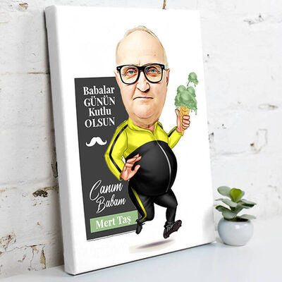 Diyet Yapan Babam Karikatürlü Kanvas Tablo - 2