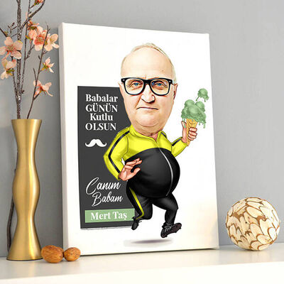 Diyet Yapan Babam Karikatürlü Kanvas Tablo - 3