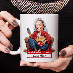 Dizi Bağımlısı Anne Karikatürlü Kupa Bardak - 2