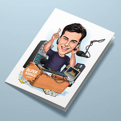 DJ Erkek Karikatürlü Tebrik Kartı - 1