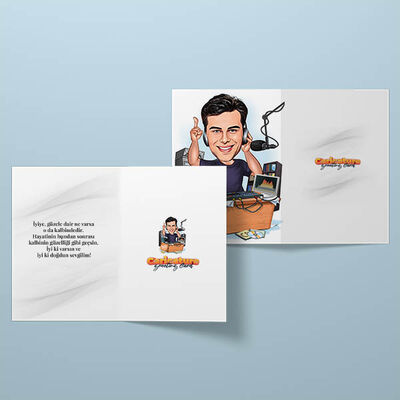 DJ Erkek Karikatürlü Tebrik Kartı - 2