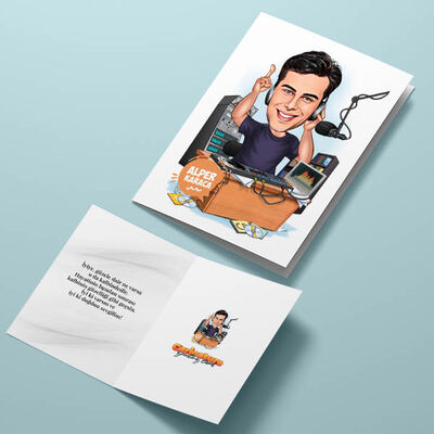 DJ Erkek Karikatürlü Tebrik Kartı - 4